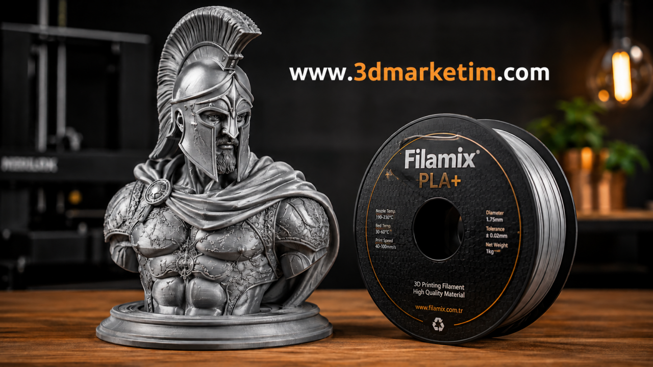 Filamix PLA+ Gri & Silver İle Yüksek Detaylı Figür Baskısı