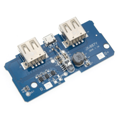 Çift USB Çıkışlı Power Bank Kartı - Pil Seviye Göstergeli (2.1A ve 1A Çıkışlı)